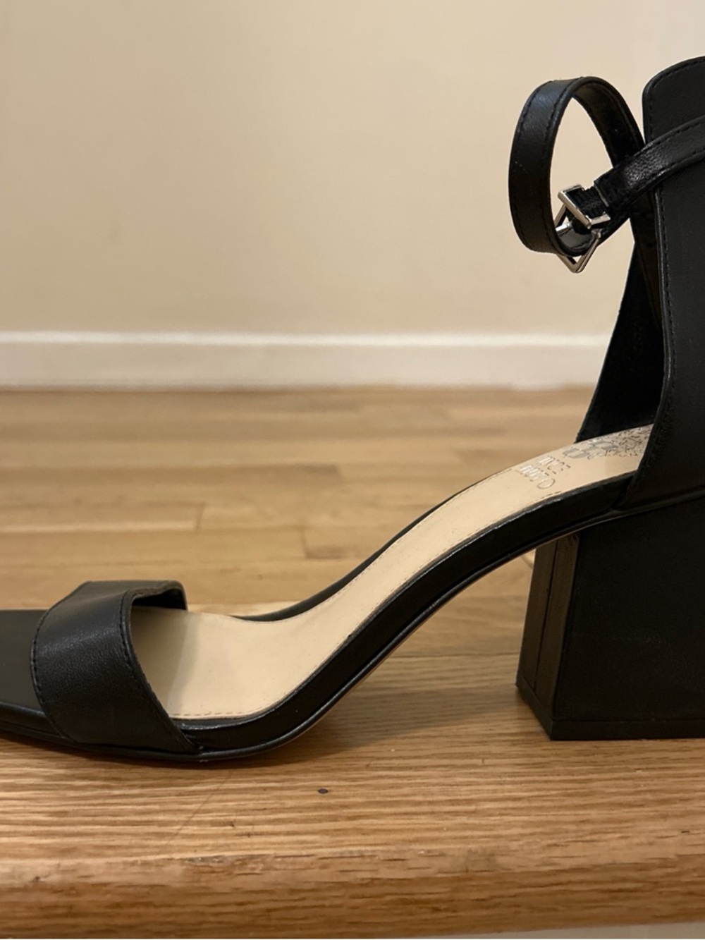 Vince Camuto Black Ankle-Strap Square-Toe Heels - Picture 2 of 2